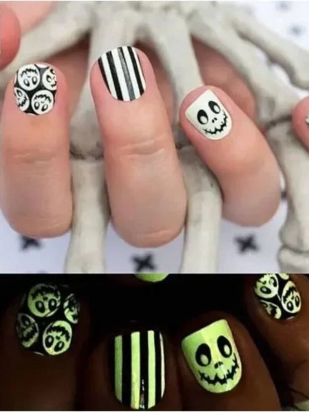 Boo Crew Color Street Nail Polish Strips Retired Glow-n-the-Dark Ghost Nails